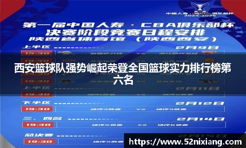 西安篮球队强势崛起荣登全国篮球实力排行榜第六名
