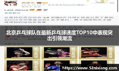 北京乒乓球队在最新乒乓球速度TOP10中表现突出引领潮流